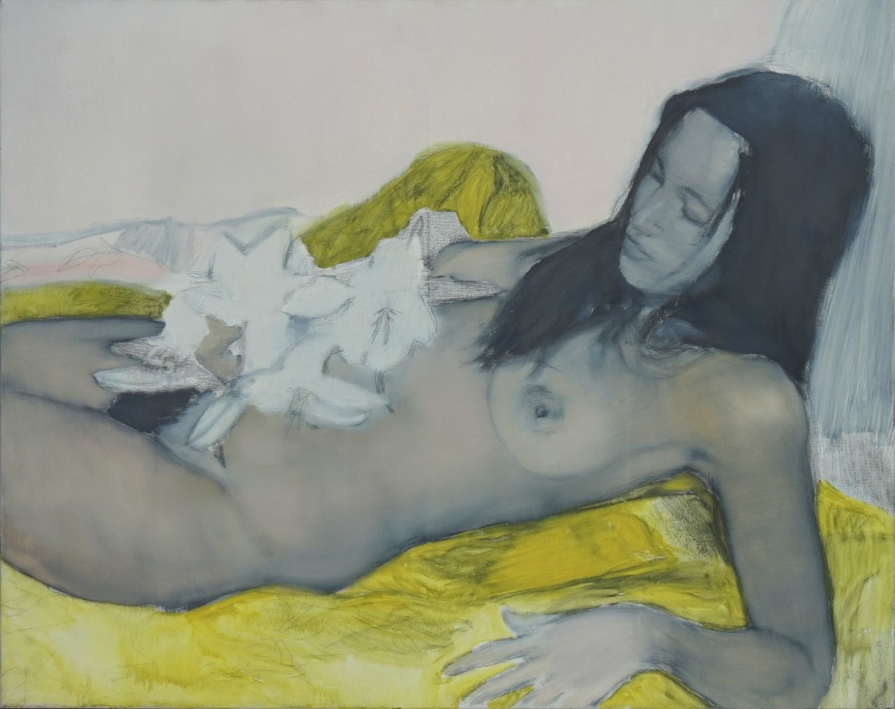 Alexander Tinei Nude című, 2005-ös olaj- és ceruzaműve.