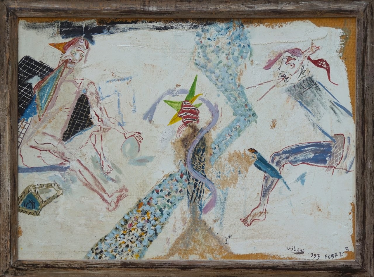 Ujházi Péter Lehetséges jelenet című, 1993-as akrilfestménye.