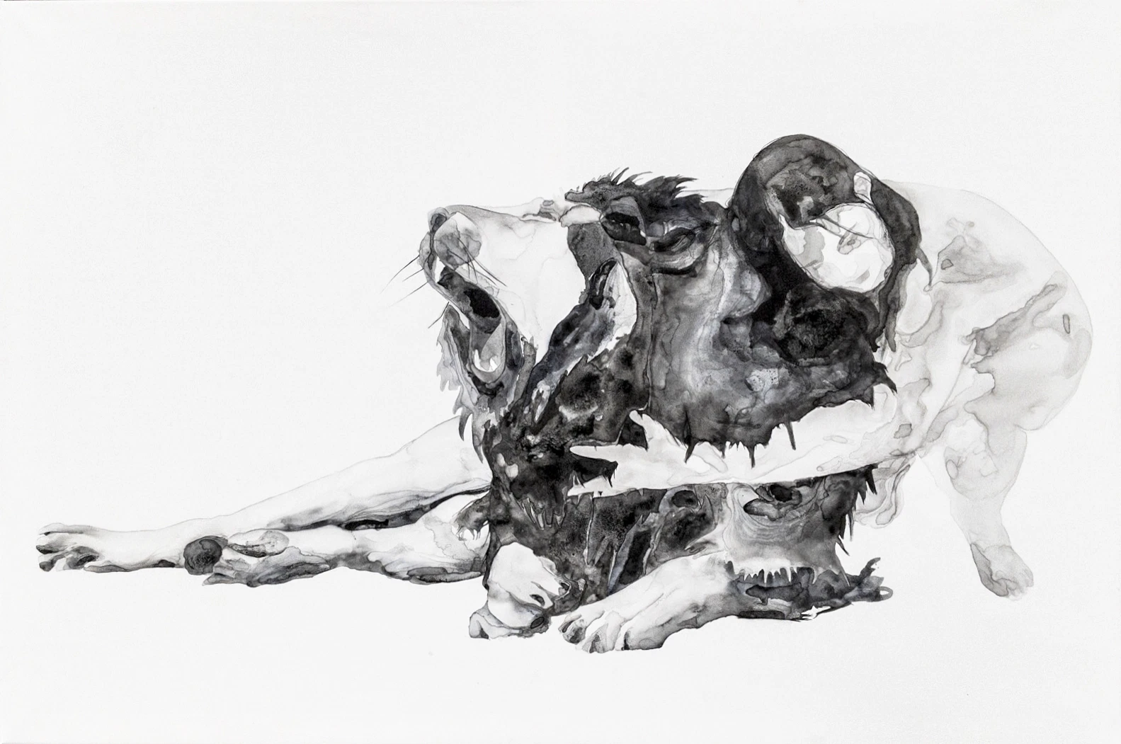 medve 2024 akril,akvarell, tus, vászon 160x120cm