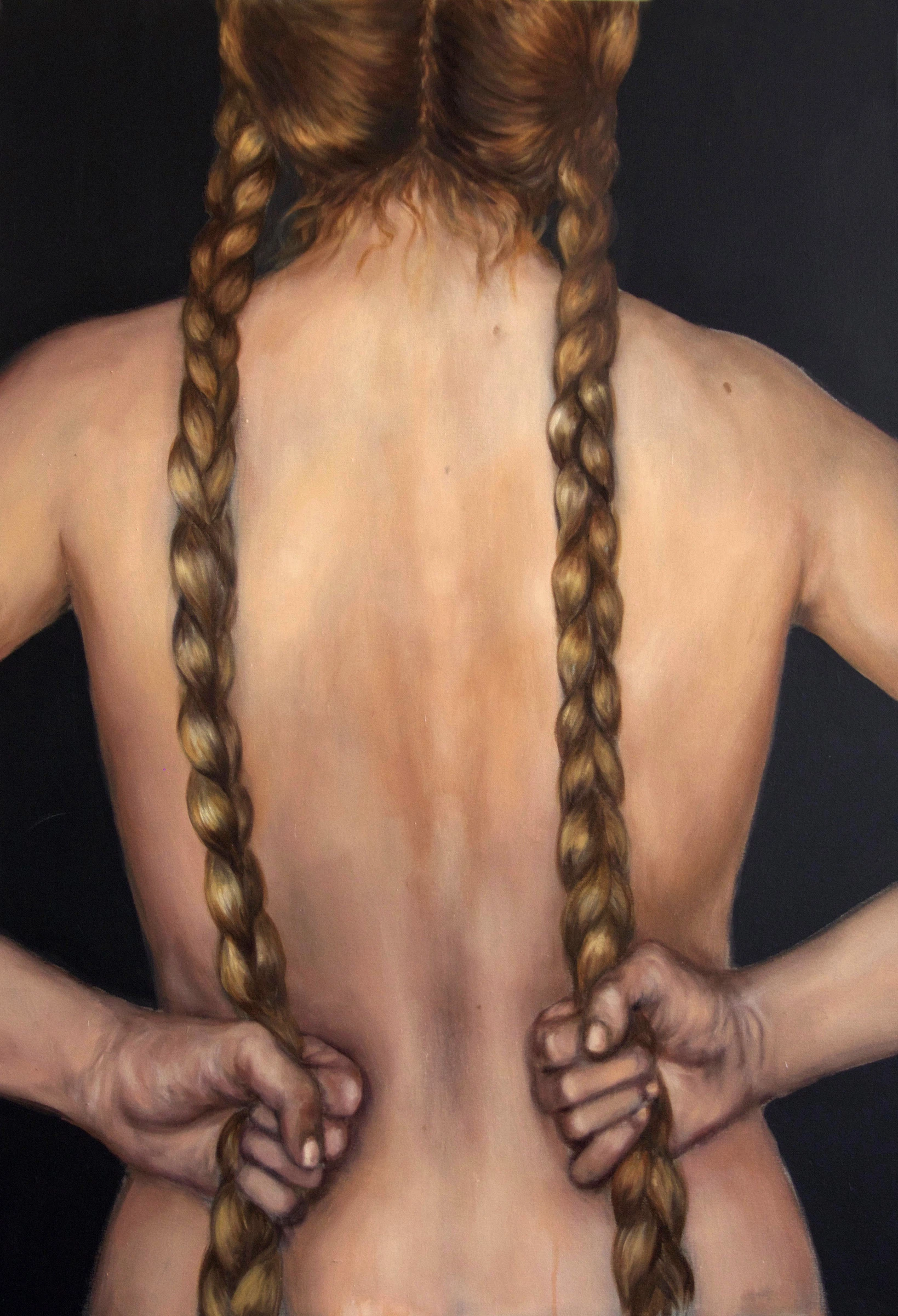 Verebics Ágnes: Csipke gallér olaj,, vászon 90x90cm 2025.